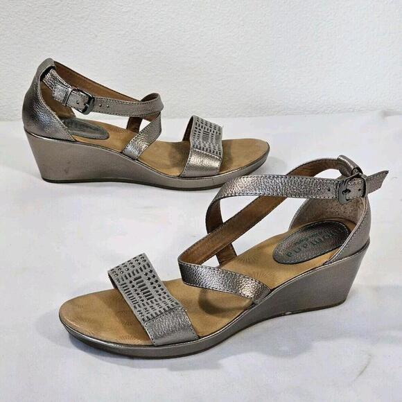 Montana Silver Sartell Leather Stud Women's Size US 8.5 M Banded Wedge Sandal - Picture 1 of 10
